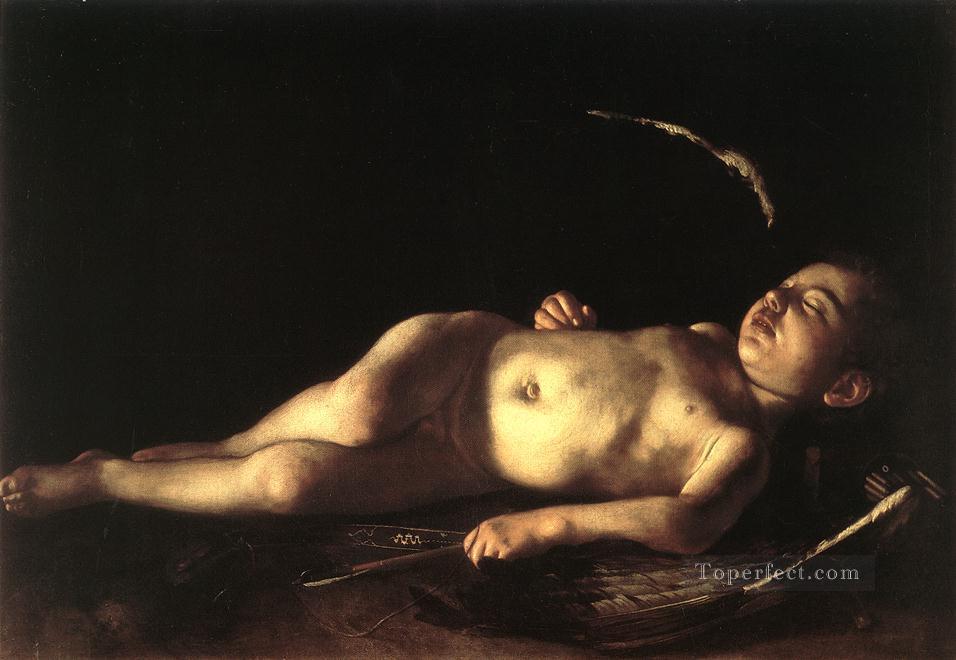 Sleeping Cupid Caravaggio nude Oil Paintings